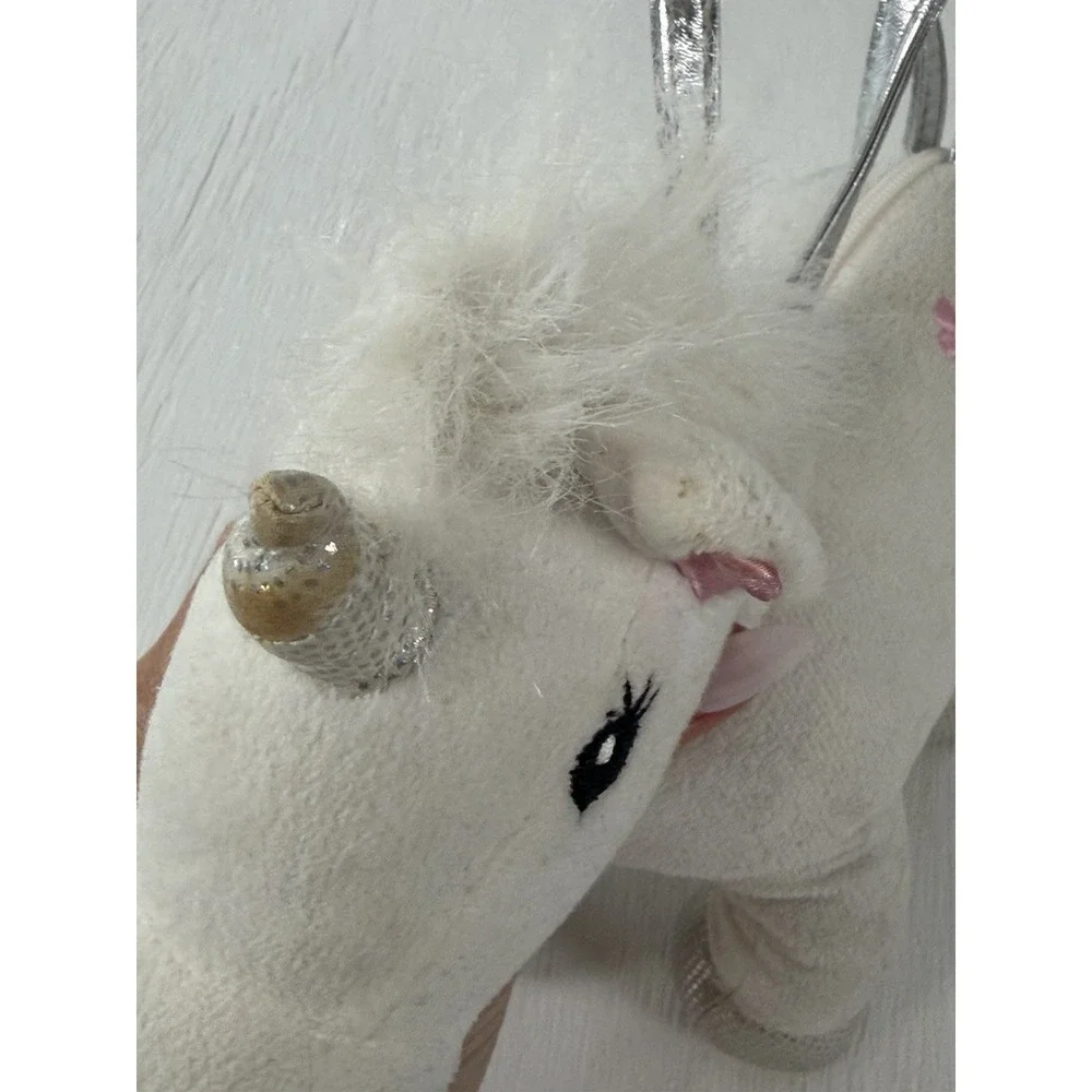 Gymboree UNICORN plush Purse Bag 2010 RARE Embroidered Flower Sliver Paws